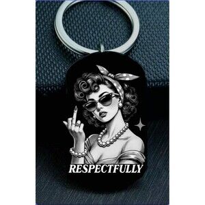 Lasy Don't Care Funny Respectfully Finger Hot Stainless Keychain